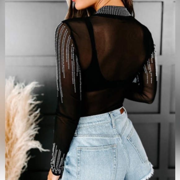 RELISTED Rhinestone Cowgirl Bodysuit Jeweled - Picture 3 of 13